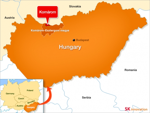 Lokalizacja europejskiego zakładu SK Innovation w Komárom na Węgrzech