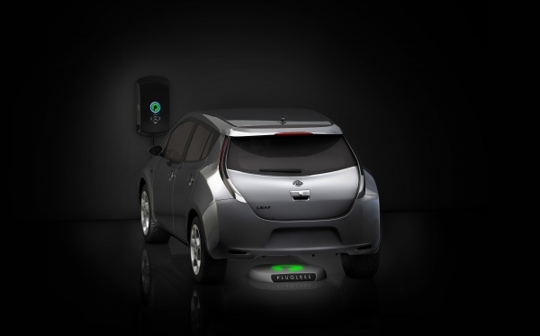 Nissan LEAF z systemem Evatran Plugless