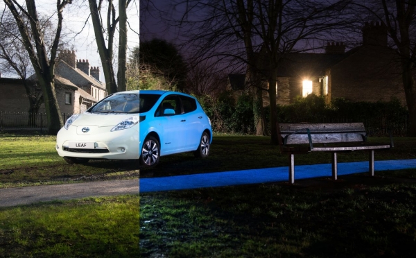 Nissan Leaf z powłoką glow-in-the-dark