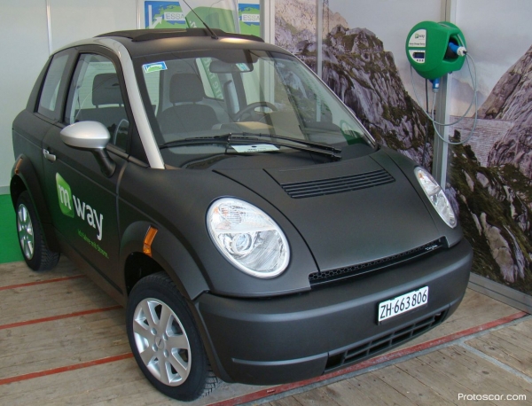 Think City obok Protoscar Home Charge Device