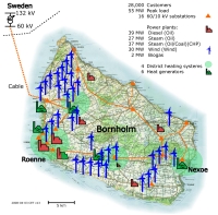 Rozmieszczenie wiatraków na wyspie Bornholm