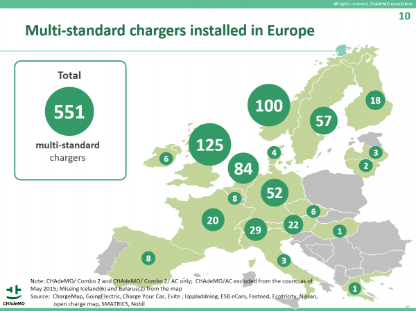 
Mapa uniwersalnych szybkich ładowarek CHAdeMO i CCS Combo 2 2015-05-31